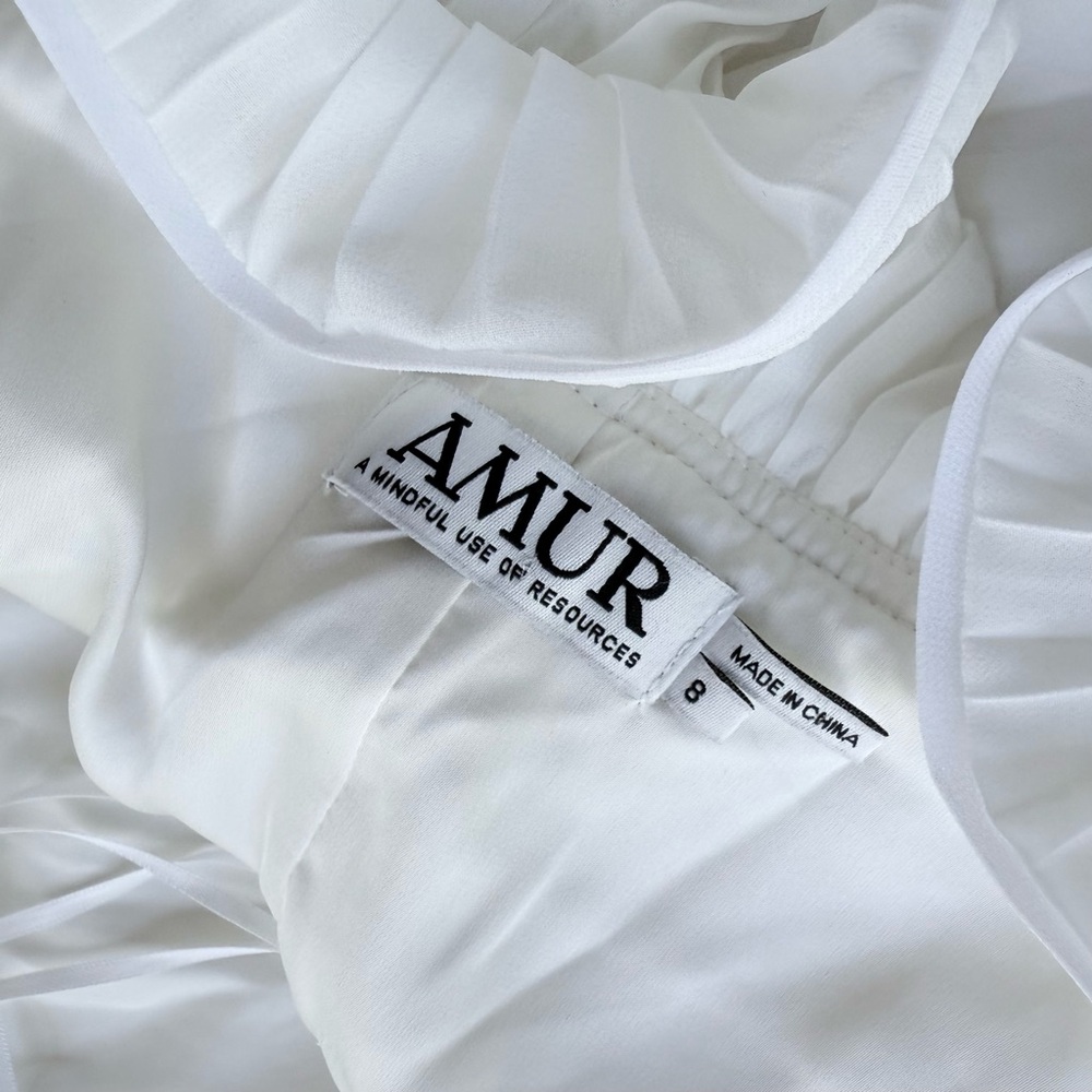 AMUR Mimi White Ruffled Pleated Mini Dress - Picture 7 of 7